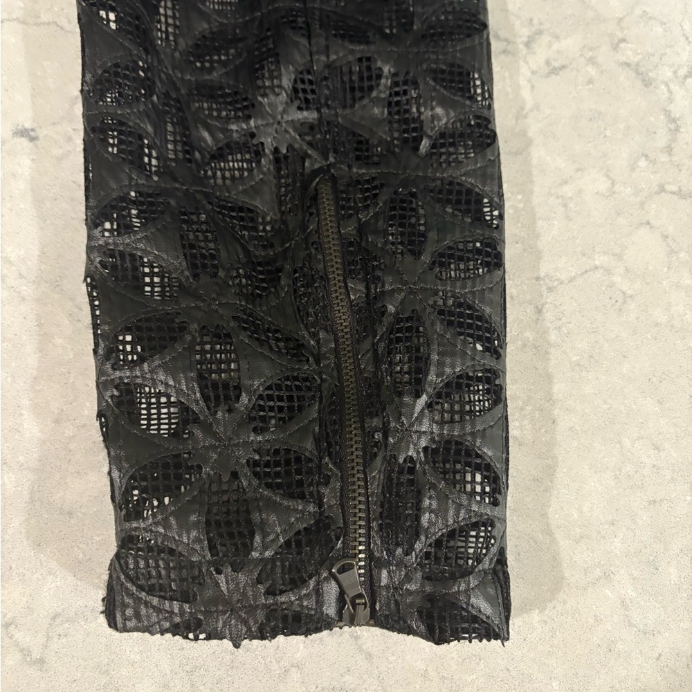Save The Queen Geometric Print Leather Mesh Jacket - Picture 9 of 10